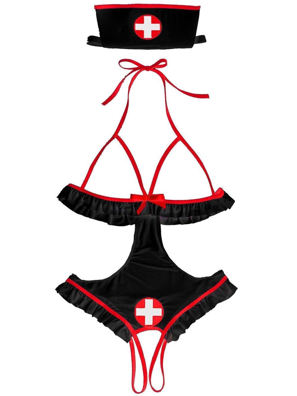 1398 Sexy Nurse Costume Lingerie , 2 Pcs Nurse Lingerie Set With Headband